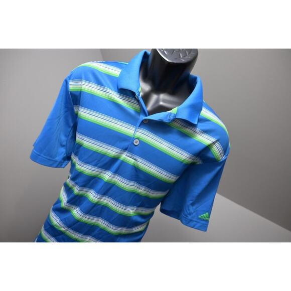 Adidas Golf Polo ClimaCool Striped Athletic Short Sleeve Golf Shirt Mens Large - Picture 4 of 8